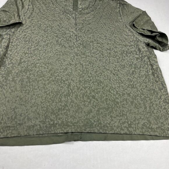 Lululemon Womens Performance T-Shirt Green Short Sleeve Stretch Tee 10/12 FLAW - Picture 2 of 11